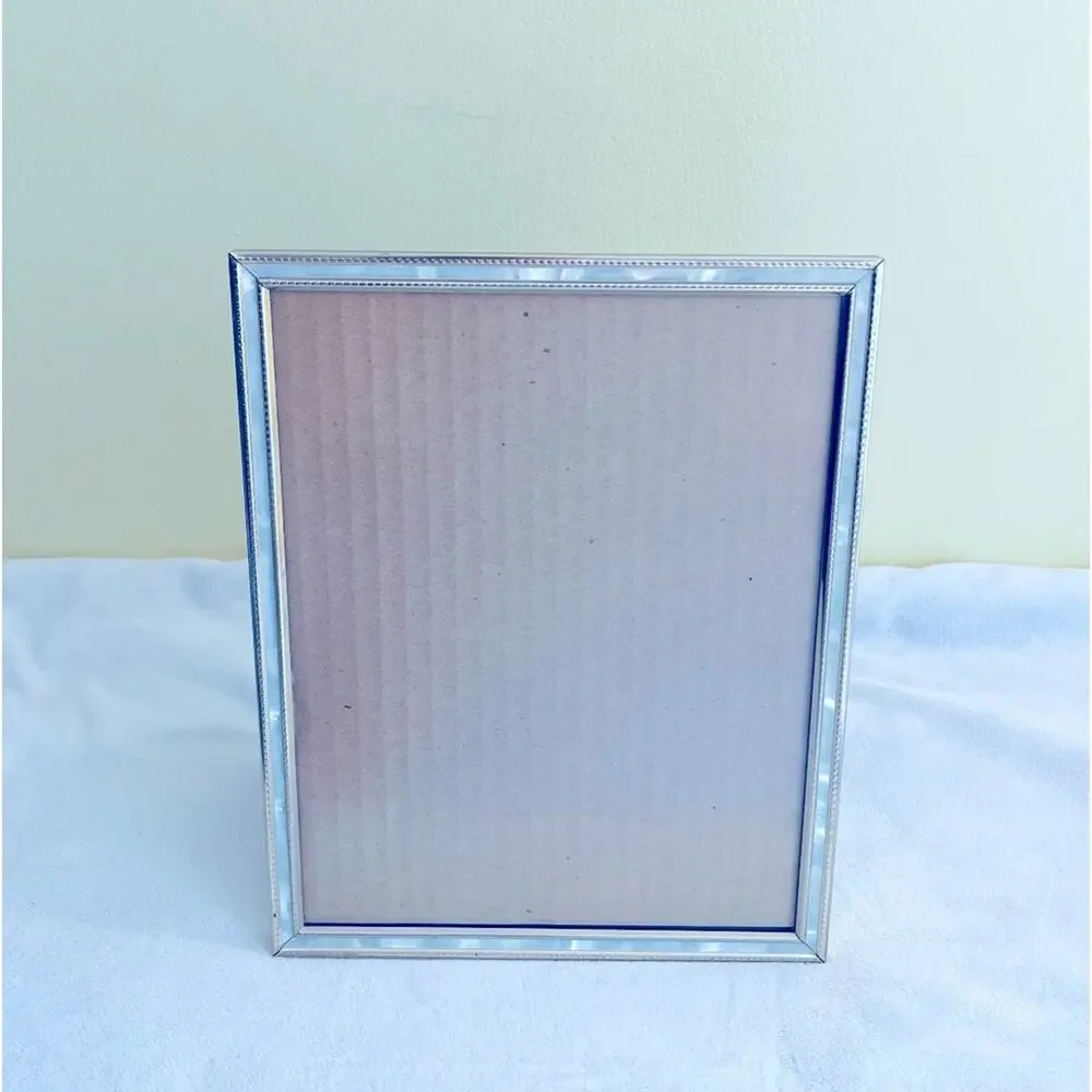 Vtg Photo Picture Frame Mid-Century 8x10 Mother of Pearl Style Gold Tone